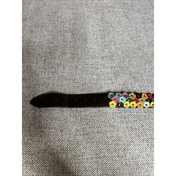 Floral Studded Leather Brown Belt Women Bohemian Art main image 8